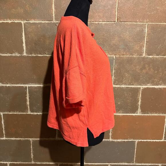 Universal Thread Draped Cropped Coral Orange Button Top Women's L Large - Picture 4 of 8